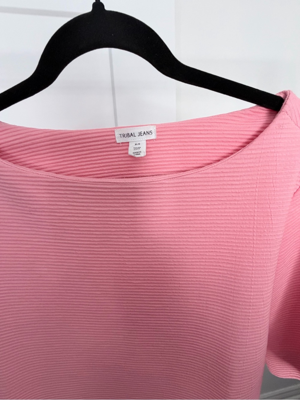 Tribal Pink Ribbed Boatneck Women's Sweater